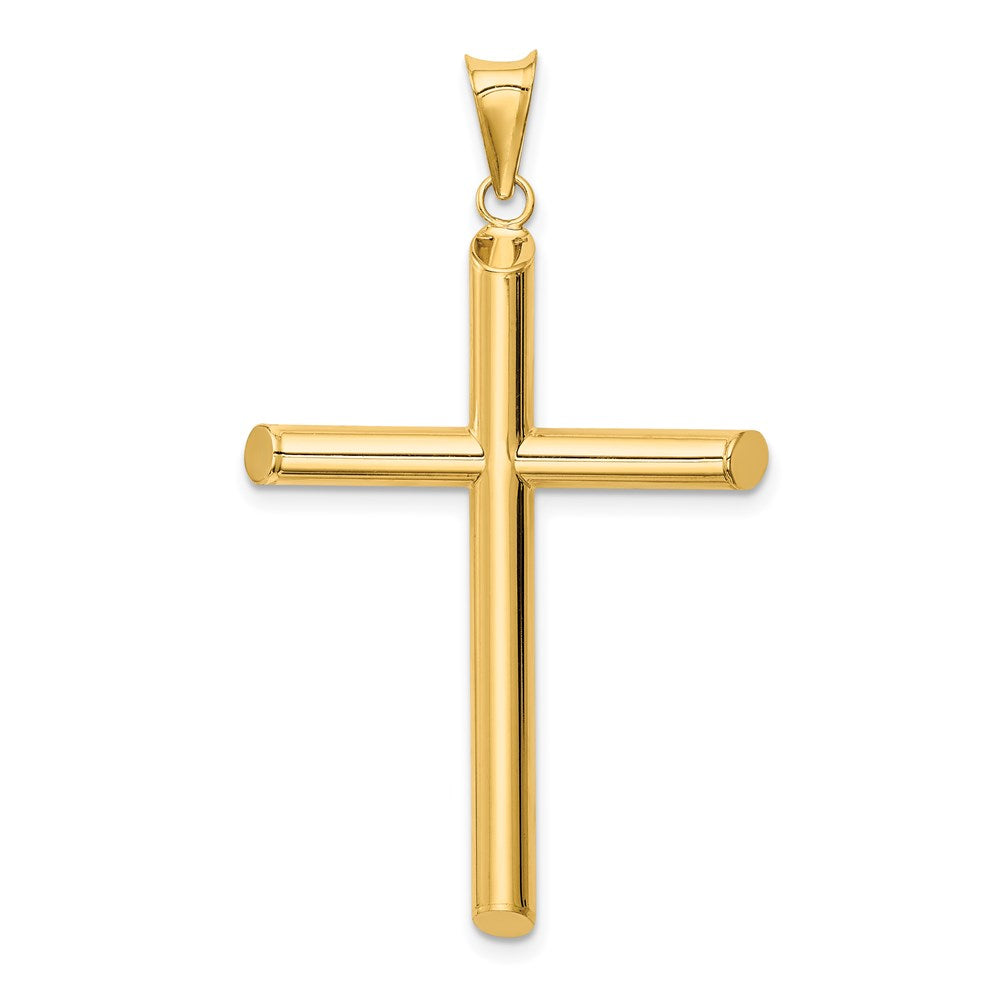 14k Yellow Gold 27.6 mm Polished Tube Cross Pendant (1.45 grams)