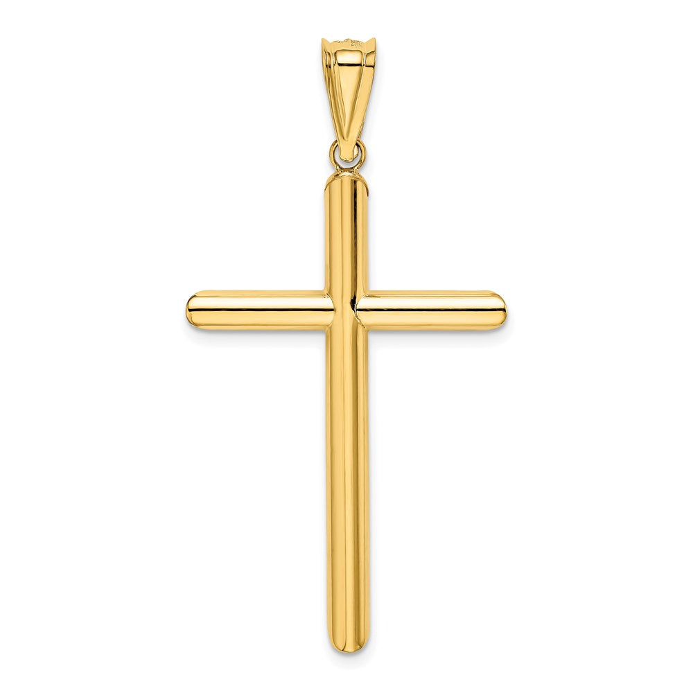 14k Yellow Gold 26.2 mm Polished Tube Cross Pendant (1.89 grams)