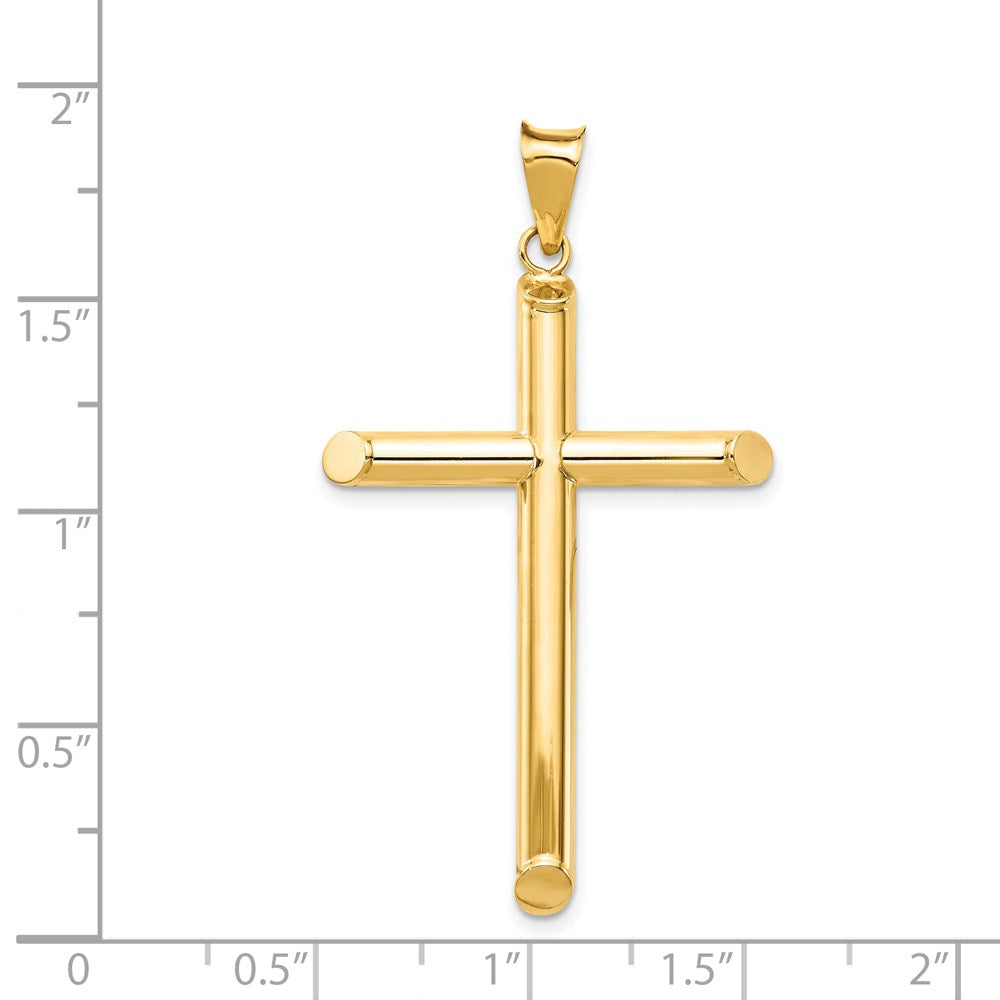 14k Yellow Gold 26.2 mm Polished Tube Cross Pendant (1.89 grams)
