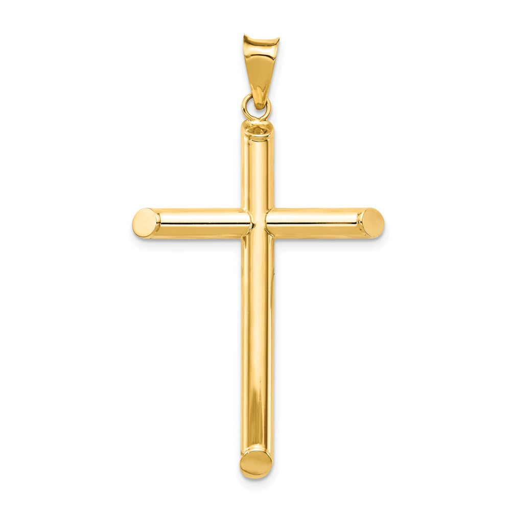 14k Yellow Gold 26.2 mm Polished Tube Cross Pendant (1.89 grams)