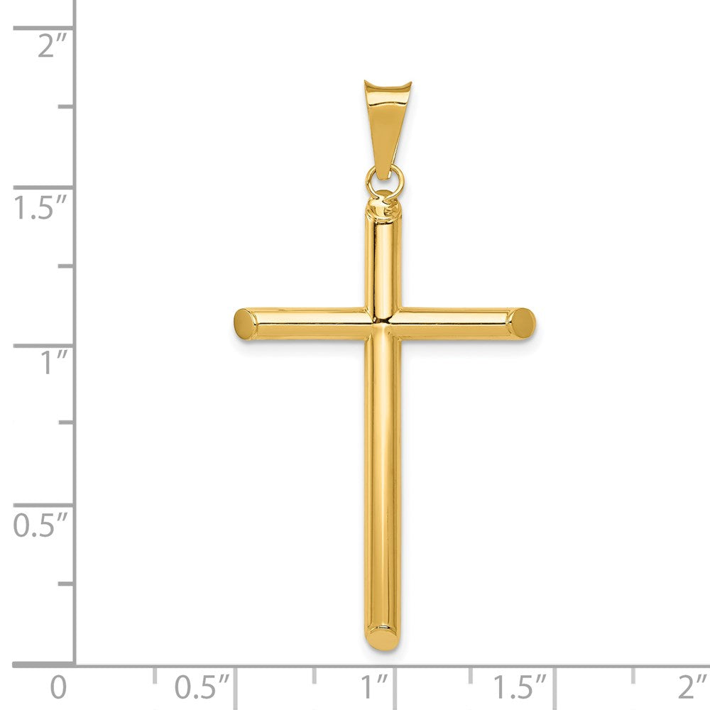 14k Yellow Gold 24.2 mm Polished Tube Cross Pendant (1.56 grams)