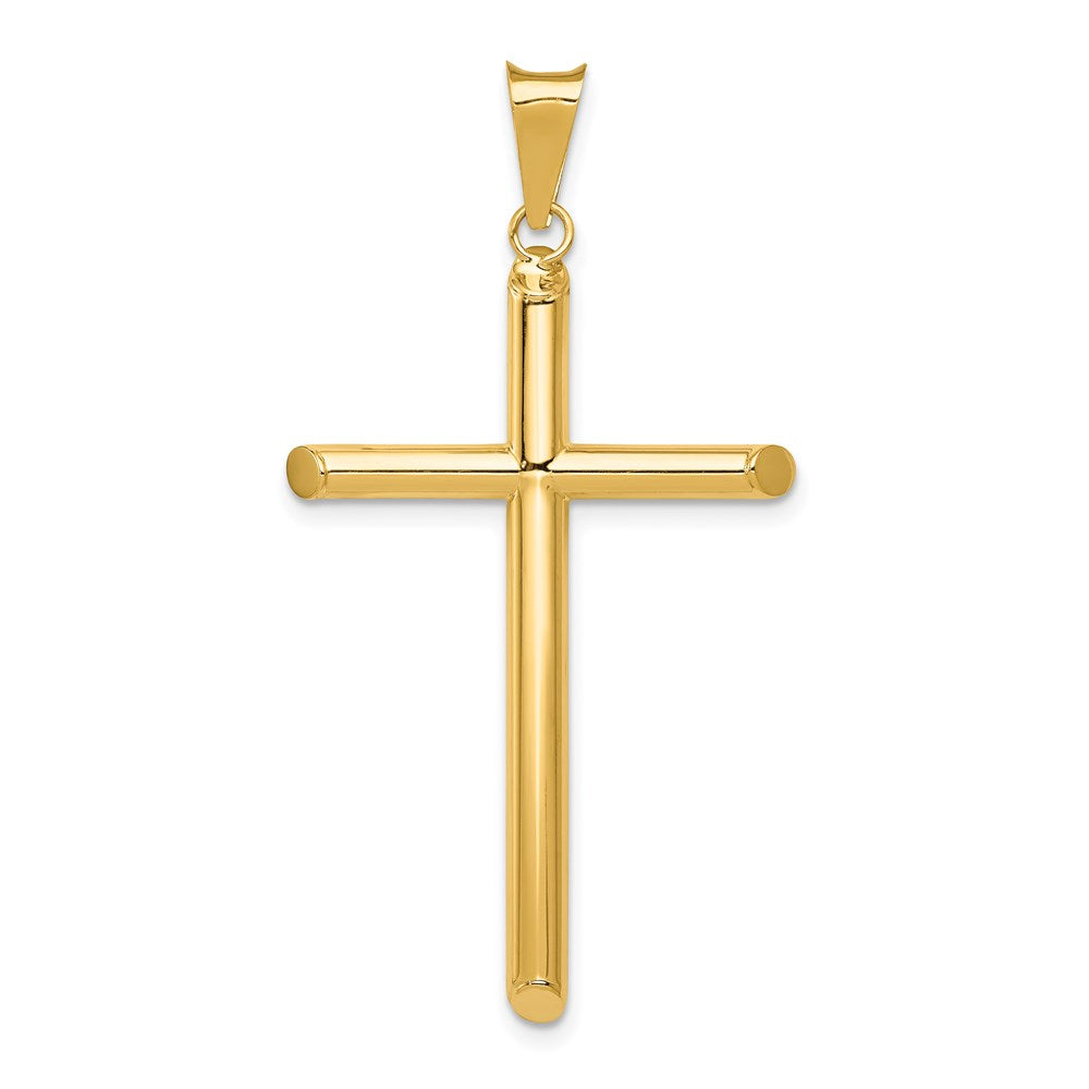 14k Yellow Gold 24.2 mm Polished Tube Cross Pendant (1.56 grams)