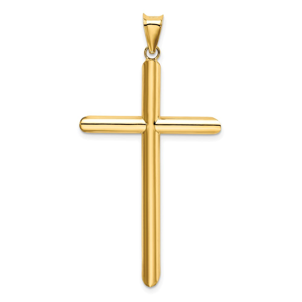 14k Yellow Gold 29.17 mm Polished Tube Cross Pendant (1.69 grams)