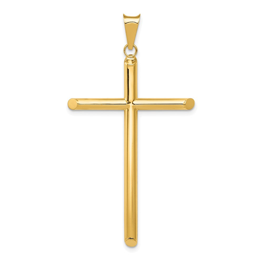 14k Yellow Gold 29.17 mm Polished Tube Cross Pendant (1.69 grams)