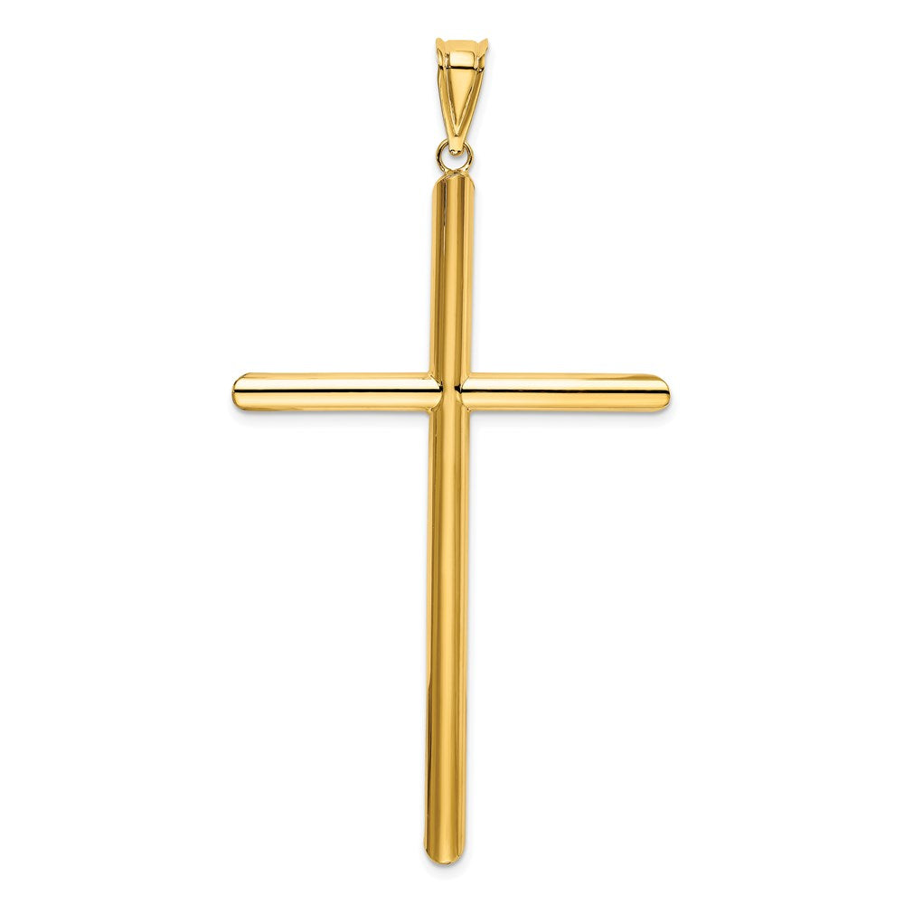 14k Yellow Gold 42 mm Polished Tube Cross Pendant (2.68 grams)