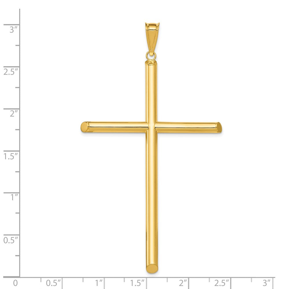 14k Yellow Gold 42 mm Polished Tube Cross Pendant (2.68 grams)