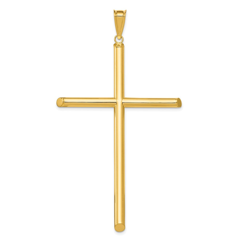 14k Yellow Gold 42 mm Polished Tube Cross Pendant (2.68 grams)