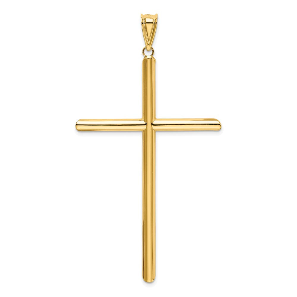 14k Yellow Gold 37.45 mm Polished Tube Cross Pendant (2.11 grams)