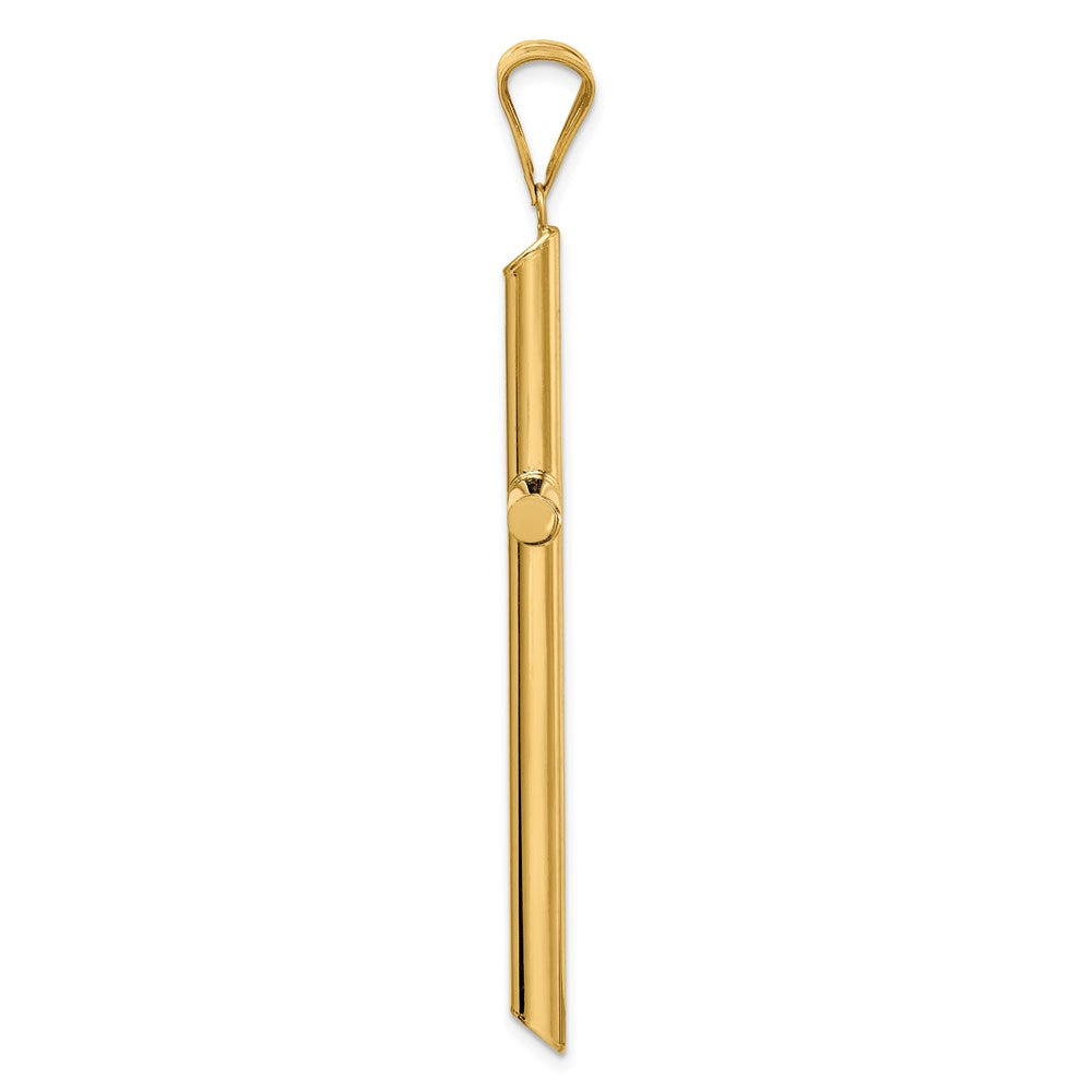 14k Yellow Gold 33.35 mm Polished Tube Cross Pendant (2.25 grams)