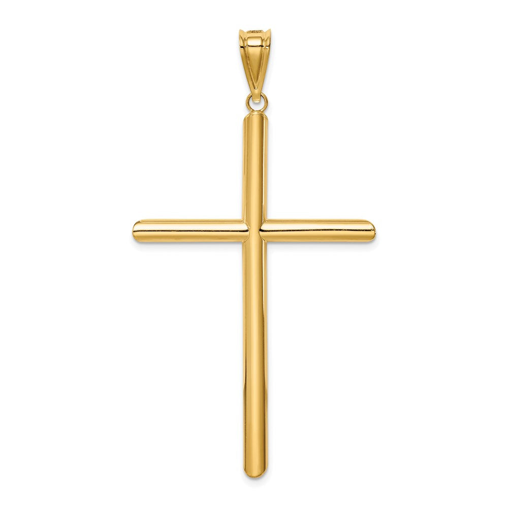 14k Yellow Gold 33.35 mm Polished Tube Cross Pendant (2.25 grams)