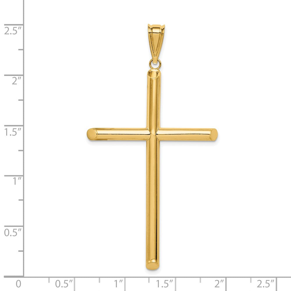 14k Yellow Gold 33.35 mm Polished Tube Cross Pendant (2.25 grams)