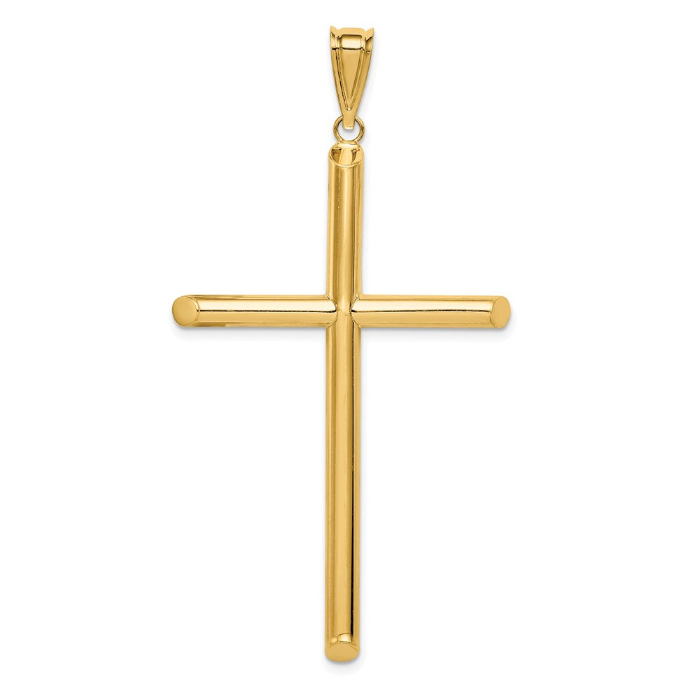 14k Yellow Gold 33.35 mm Polished Tube Cross Pendant (2.25 grams)