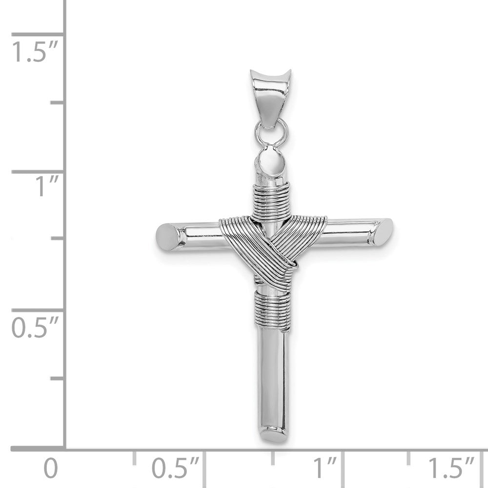 14k White Gold 21.6 mm  w/Center Wrap Tube Cross Pendant (1.7 grams)