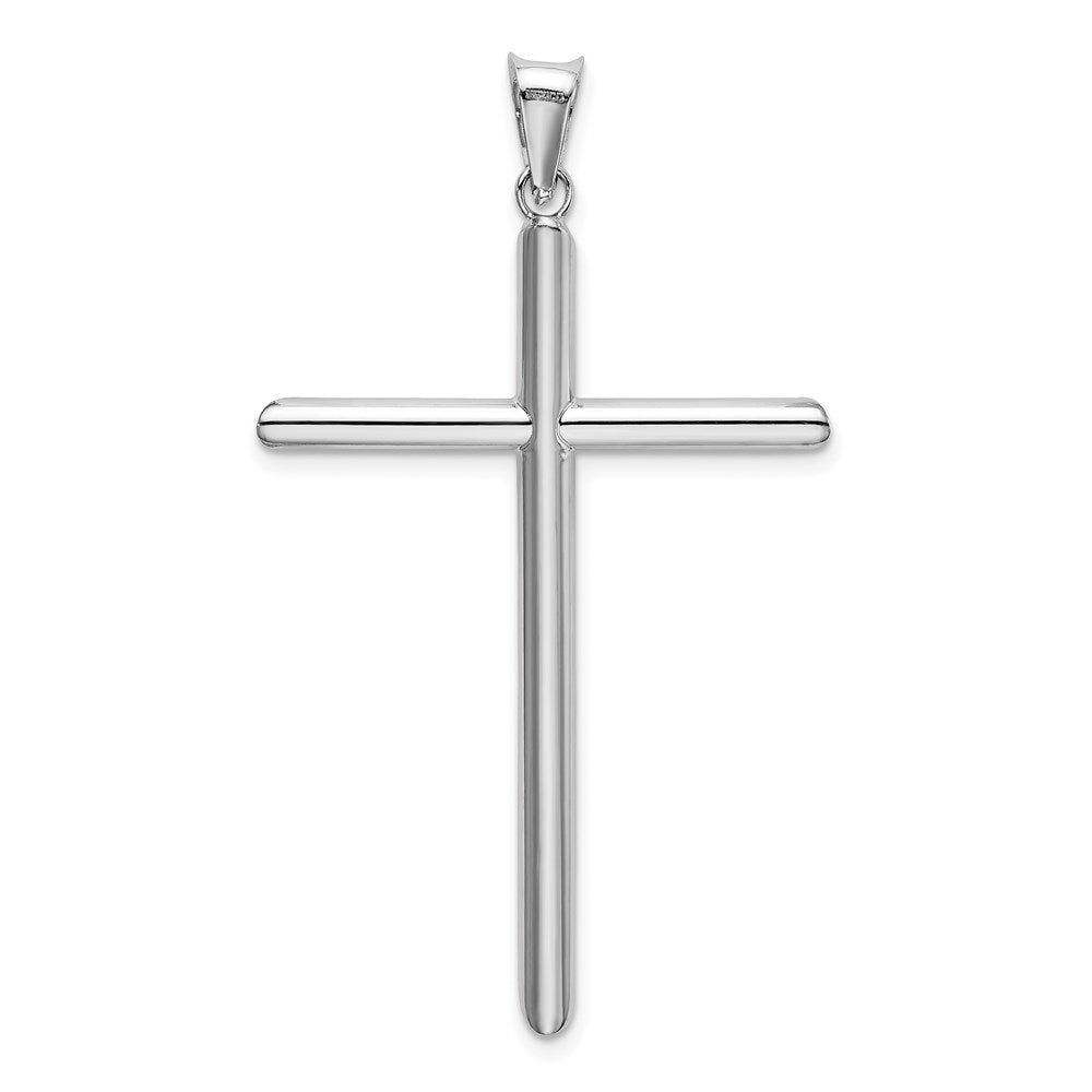 14k White Gold 28.91 mm Polished Tube Cross Pendant (1.81 grams)