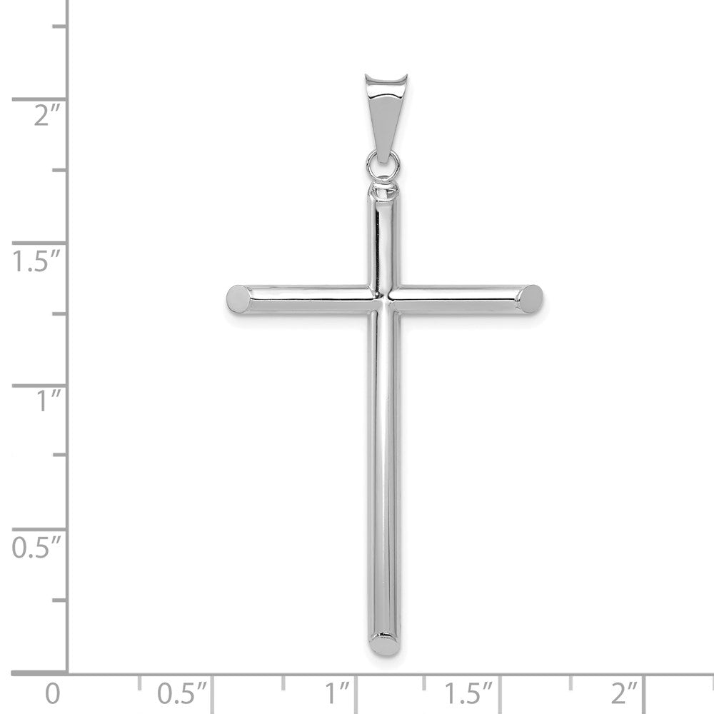 14k White Gold 28.91 mm Polished Tube Cross Pendant (1.81 grams)