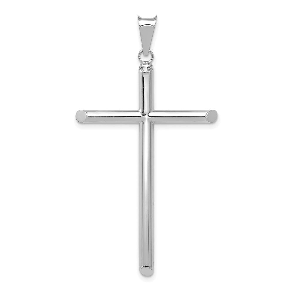 14k White Gold 28.91 mm Polished Tube Cross Pendant (1.81 grams)