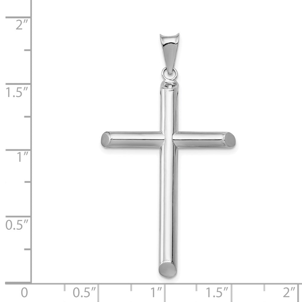 14k White Gold 24.3 mm Polished Tube Cross Pendant (1.81 grams)