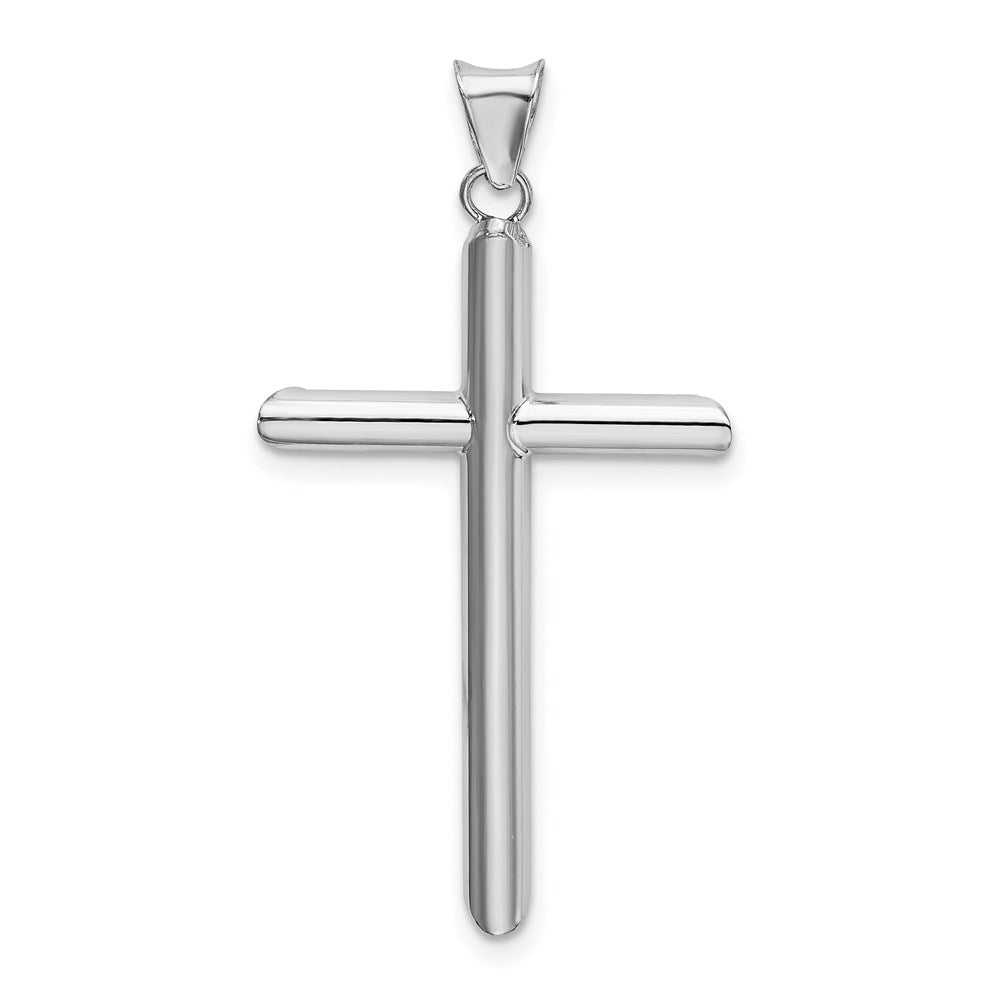 14k White Gold 20.15 mm Polished Tube Cross Pendant (1.35 grams)