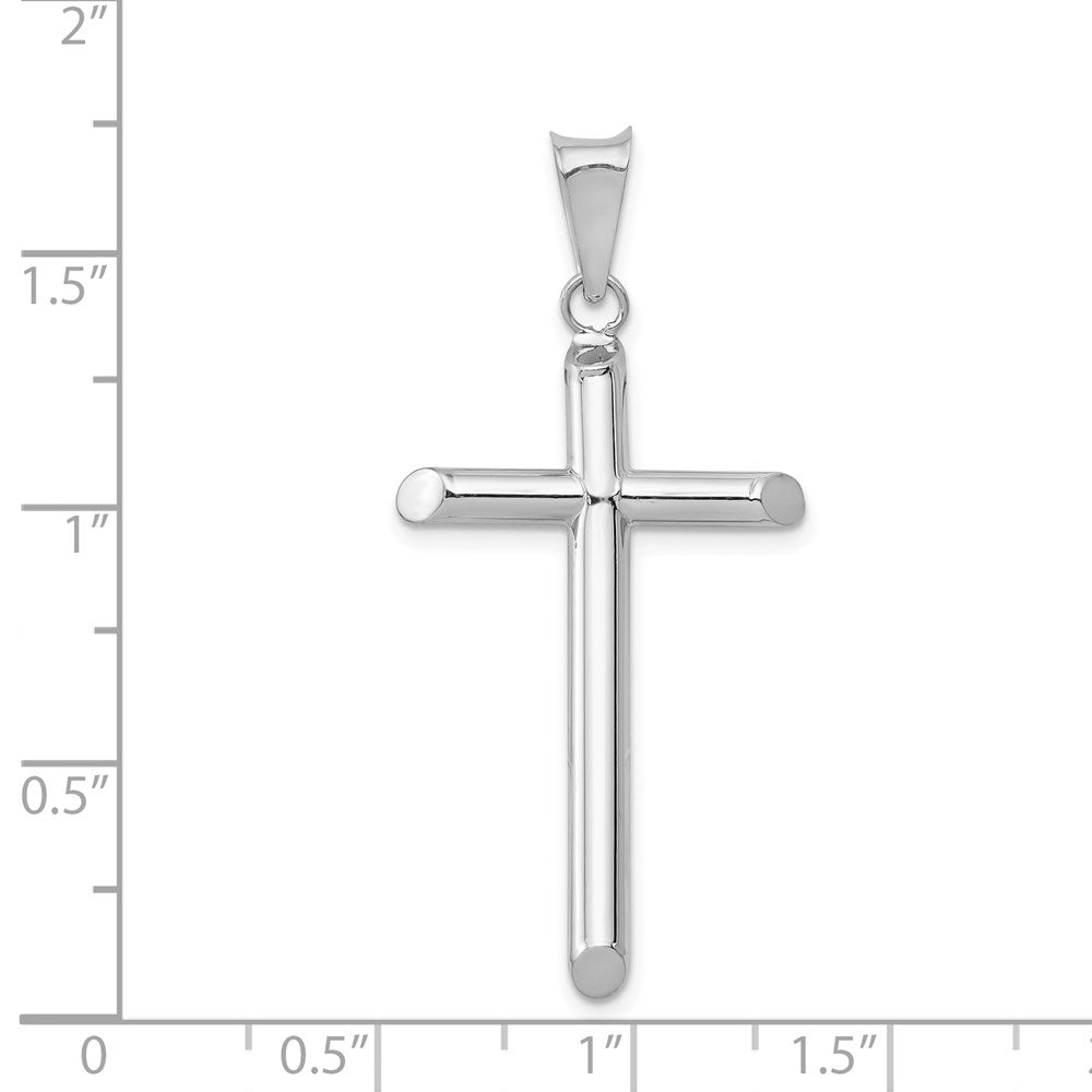 14k White Gold 20.15 mm Polished Tube Cross Pendant (1.35 grams)