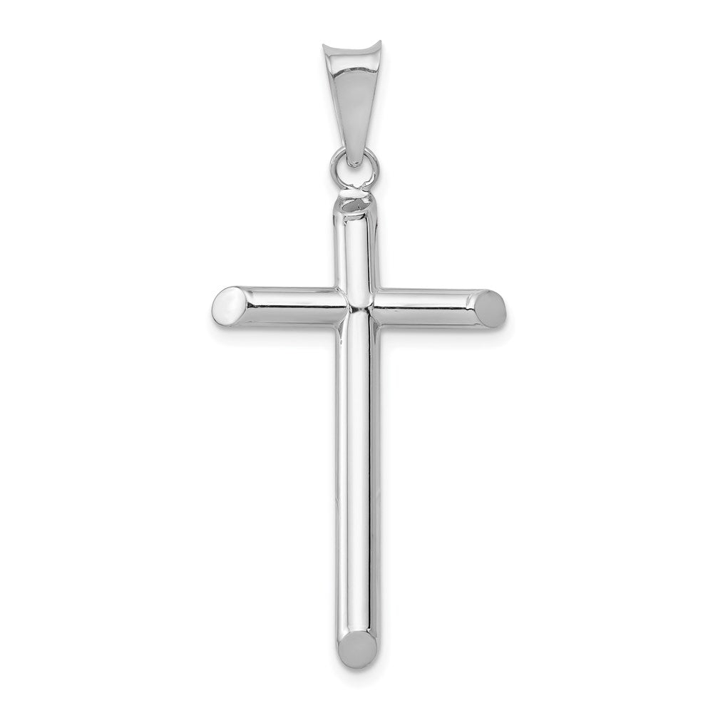 14k White Gold 20.15 mm Polished Tube Cross Pendant (1.35 grams)