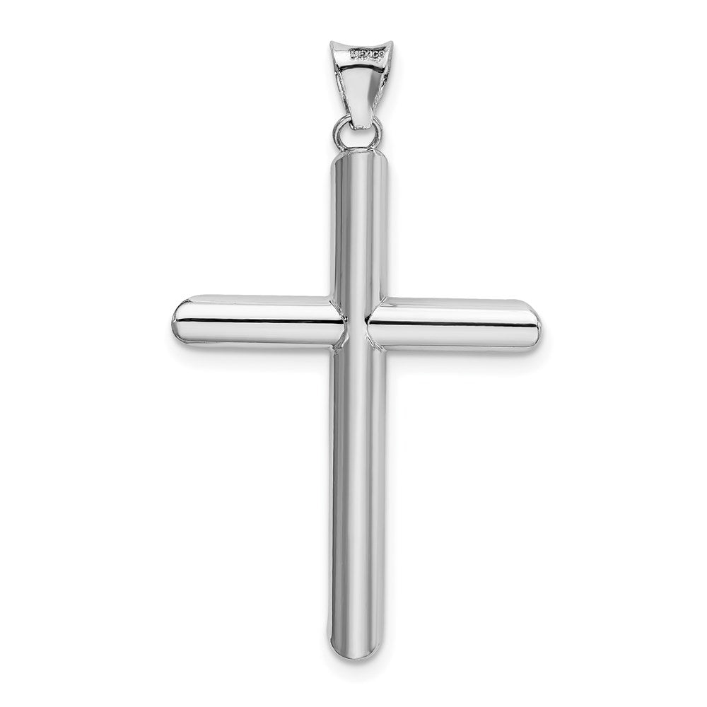 14k White Gold 17.5 mm Polished Tube Cross Pendant (1.56 grams)