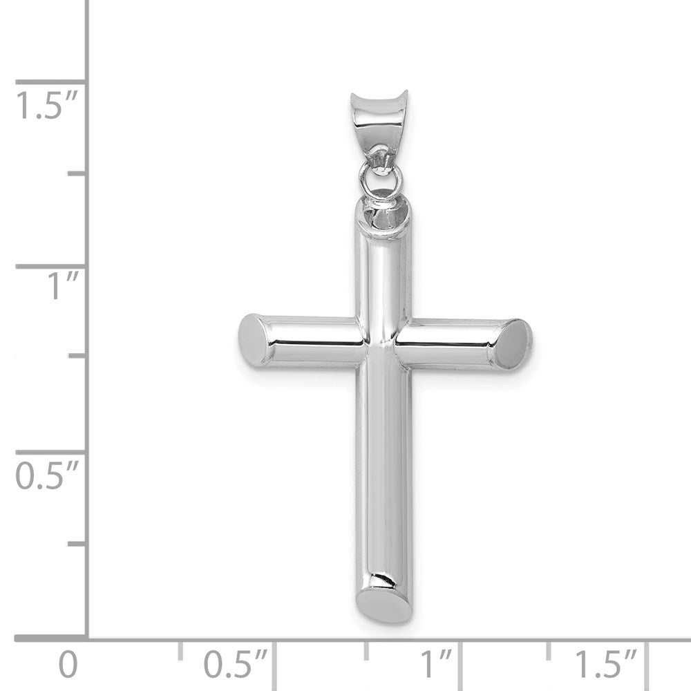 14k White Gold 17.5 mm Polished Tube Cross Pendant (1.56 grams)