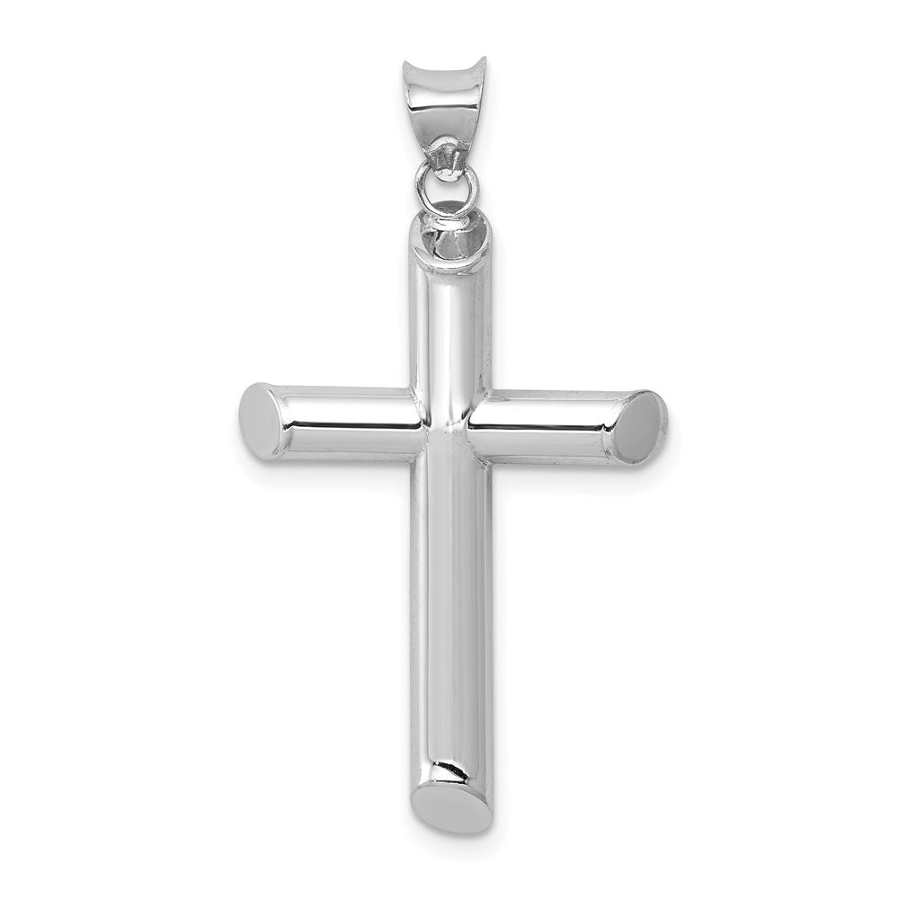 14k White Gold 17.5 mm Polished Tube Cross Pendant (1.56 grams)