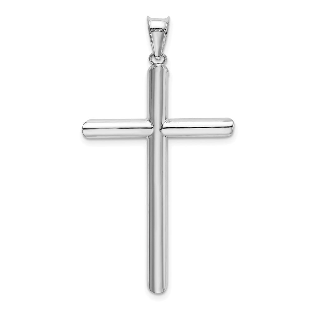 14k White Gold 27.5 mm Polished Tube Cross Pendant (1.73 grams)