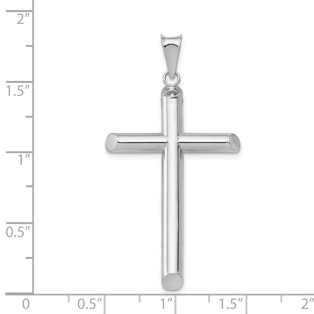 14k White Gold 27.5 mm Polished Tube Cross Pendant (1.73 grams)