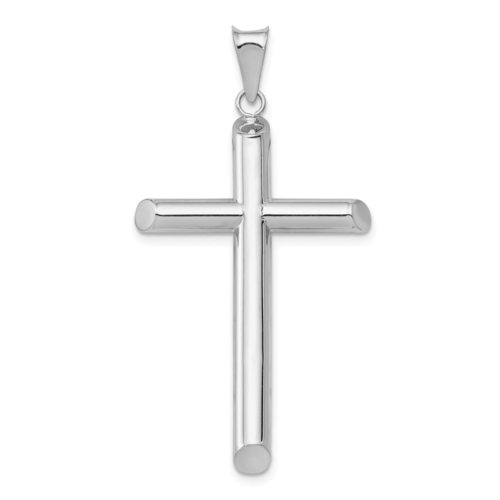 14k White Gold 27.5 mm Polished Tube Cross Pendant (1.73 grams)