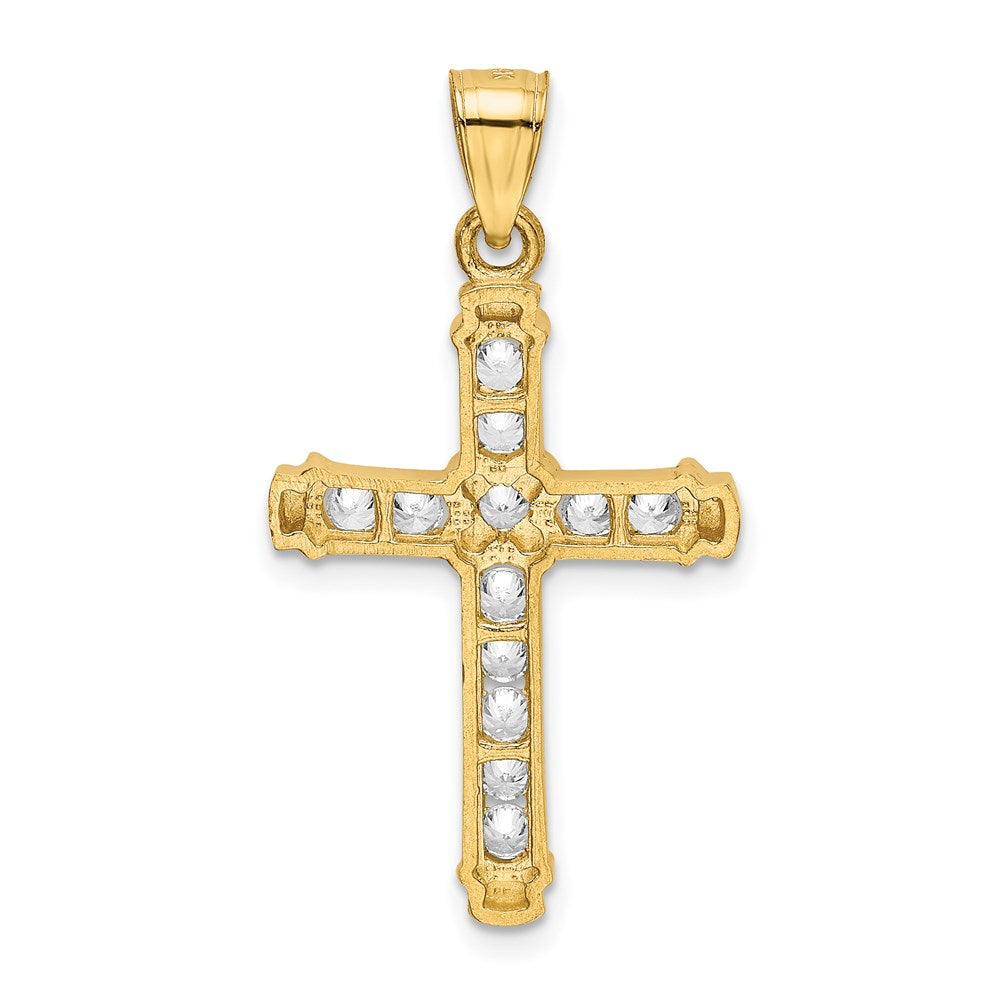 14k Yellow Gold 17.74 mm CZ Cross Pendant (2.06 grams)