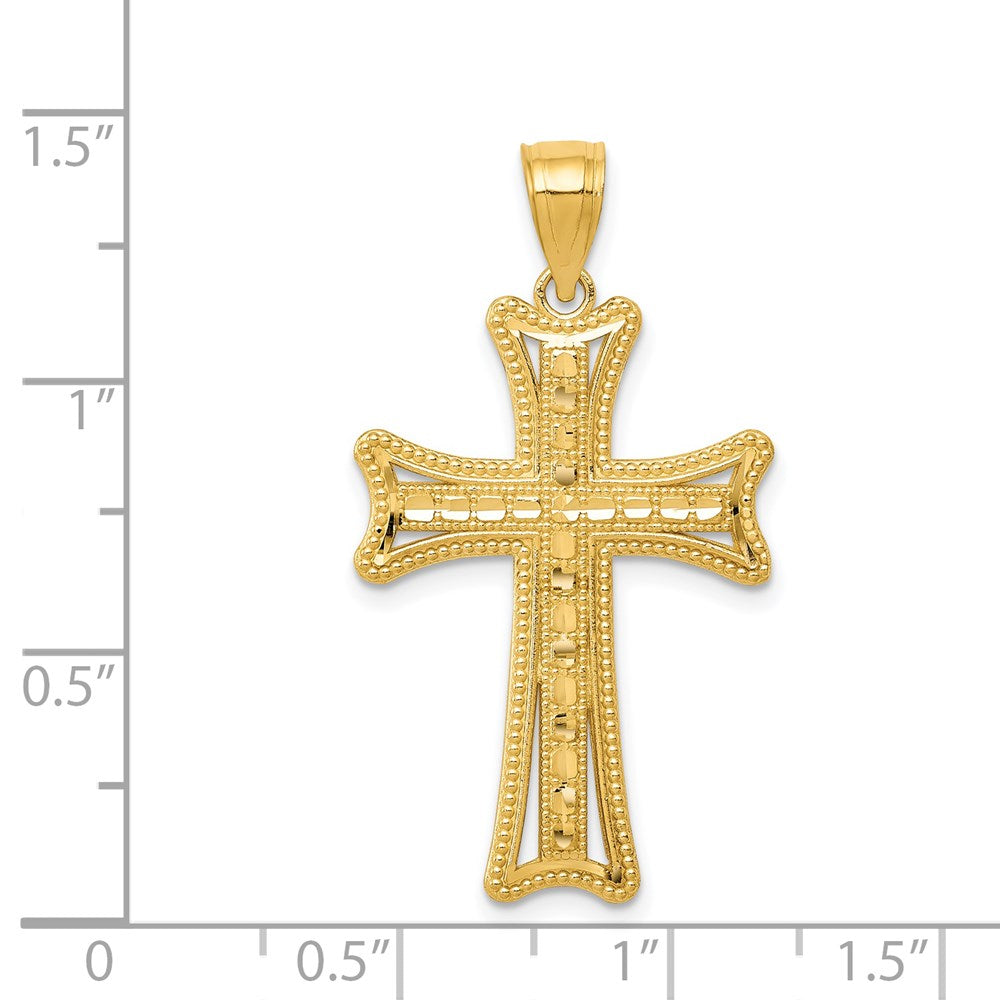14k Yellow Gold 19.17 mm Diamond-cut Cross Pendant (1.53 grams)