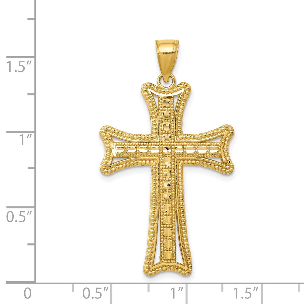 14k Yellow Gold 20.21 mm Diamond-cut Cross Pendant (2.23 grams)