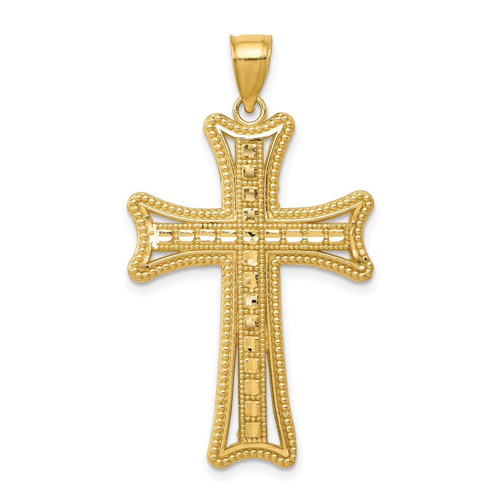 14k Yellow Gold 20.21 mm Diamond-cut Cross Pendant (2.23 grams)