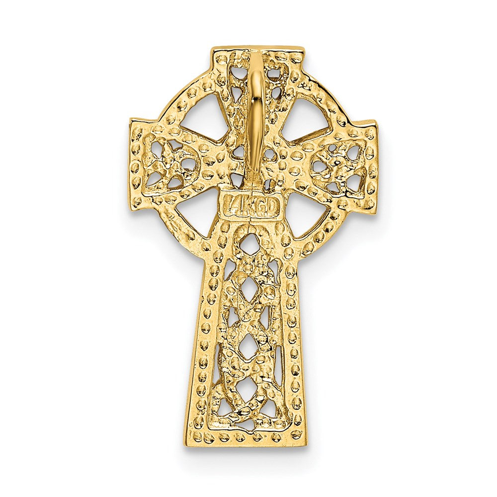 14k Yellow Gold 12.21 mm Polished Celtic Cross Slide (1.18 grams)