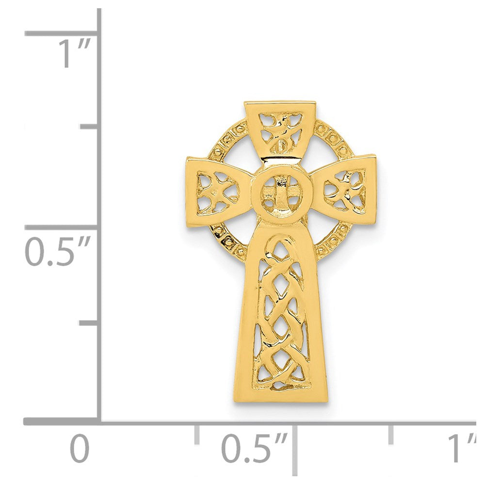 14k Yellow Gold 12.21 mm Polished Celtic Cross Slide (1.18 grams)