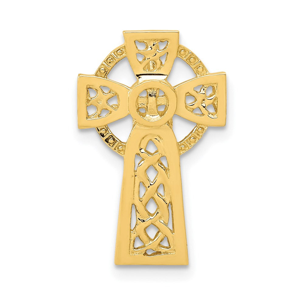 14k Yellow Gold 12.21 mm Polished Celtic Cross Slide (1.18 grams)