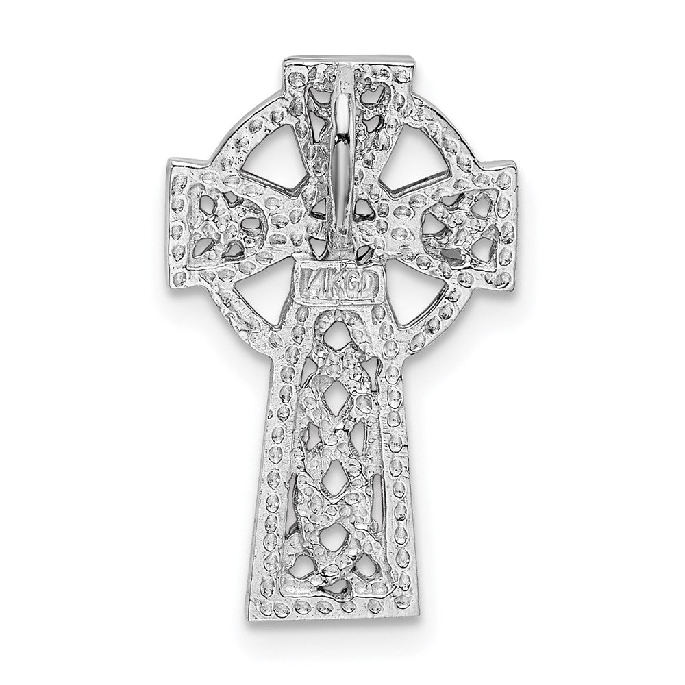 14k White Gold 12.22 mm Polished Celtic Cross Slide (1.12 grams)