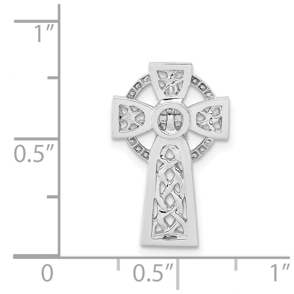 14k White Gold 12.22 mm Polished Celtic Cross Slide (1.12 grams)