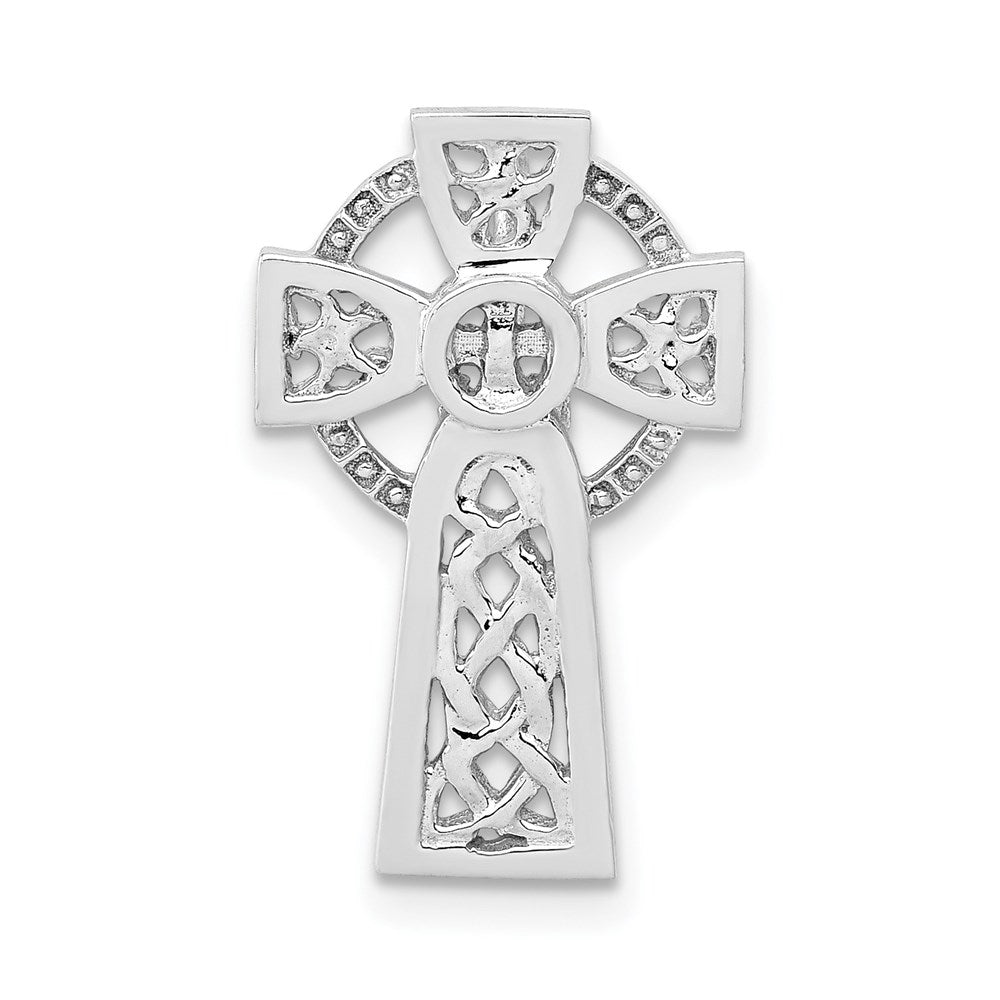 14k White Gold 12.22 mm Polished Celtic Cross Slide (1.12 grams)