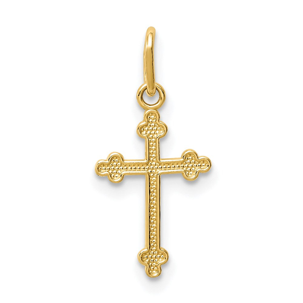 14k Yellow Gold 9.02 mm Polished Small Budded Cross Charm