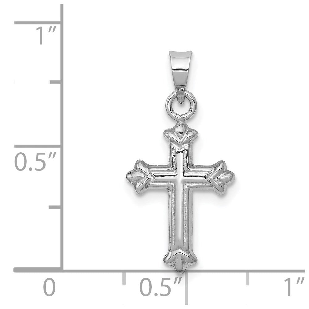 14k White Gold 10.96 mm Fleur de Lis Hollow Cross Charm (0.42 grams)