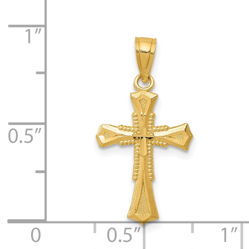 14k Yellow Gold 12.64 mm Diamond-cut Cross Pendant (0.52 grams)