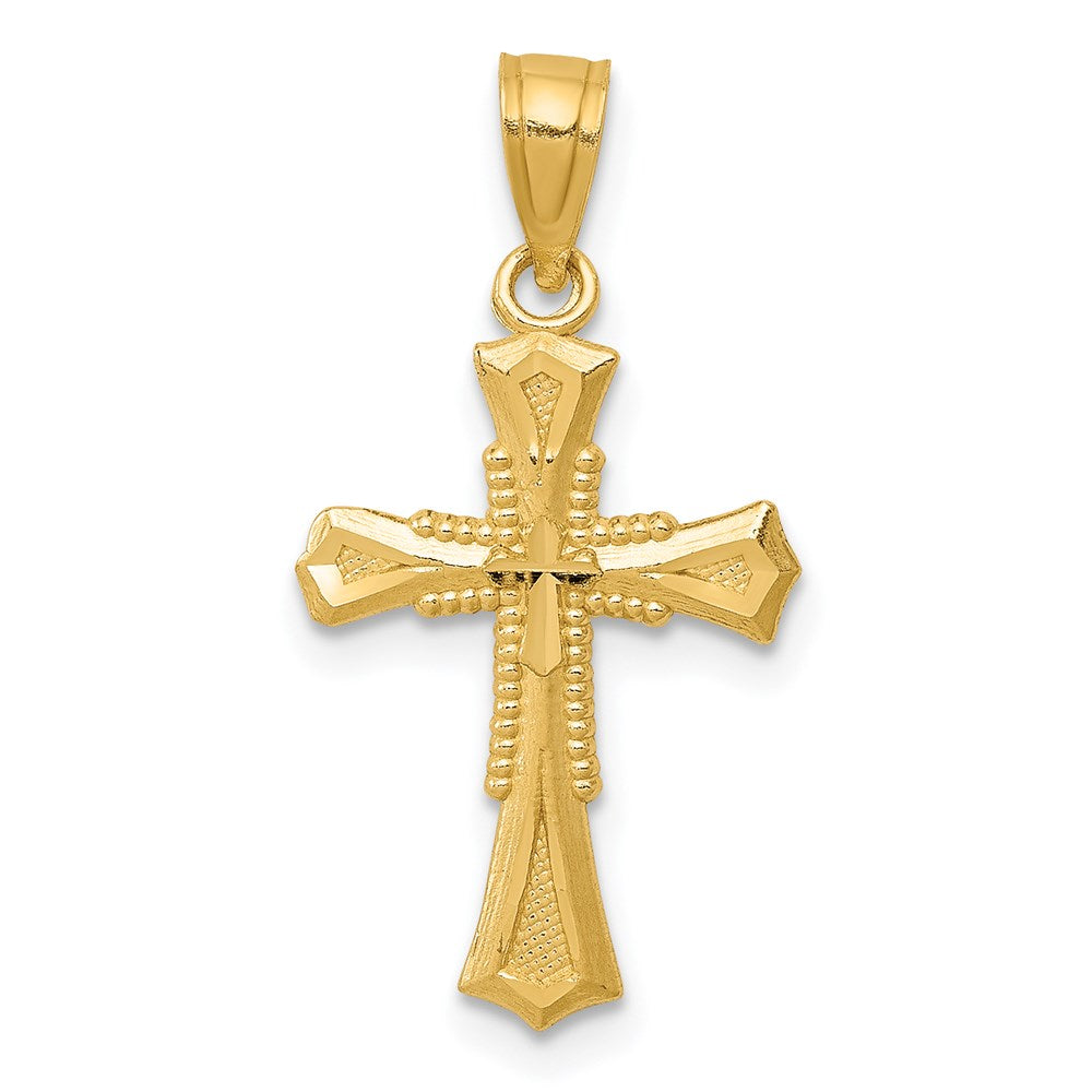 14k Yellow Gold 12.64 mm Diamond-cut Cross Pendant (0.52 grams)