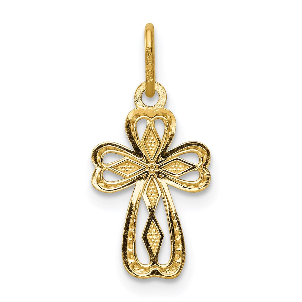 14k Yellow Gold 8.73 mm Diamond-cut Polished Small Cross Pendant (0.34 grams)