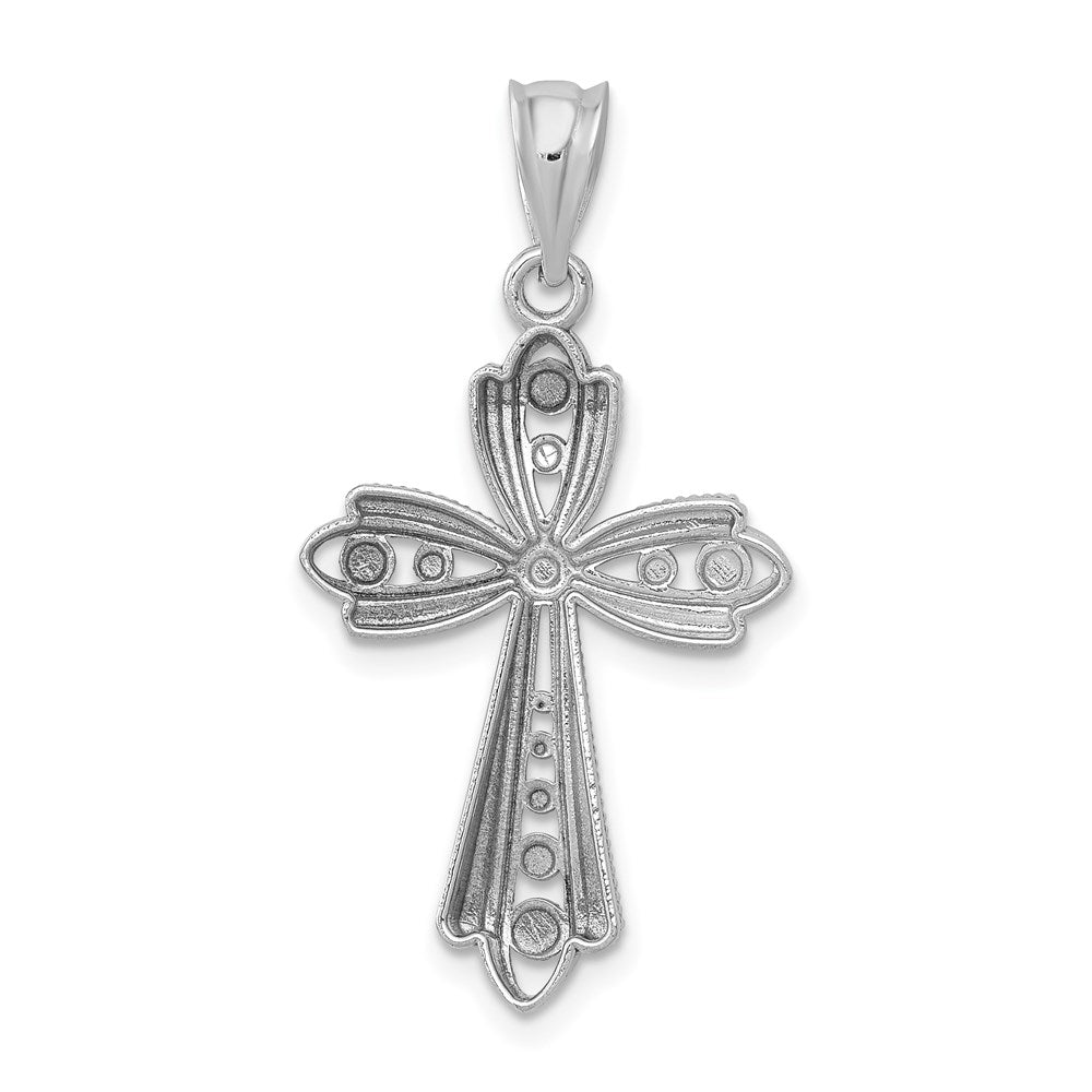 14k White Gold 17.19 mm Polished D/C Fancy Cross Pendant (1.29 grams)