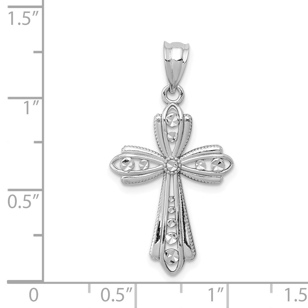 14k White Gold 17.19 mm Polished D/C Fancy Cross Pendant (1.29 grams)