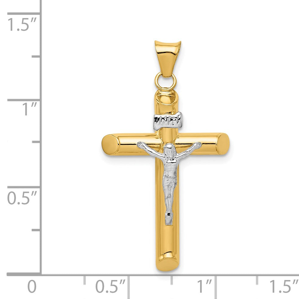 14k Two-tone 19 mm Two-Tone Polished Crucifix Pendant (1.49 grams)