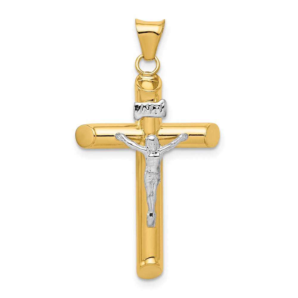 14k Two-tone 19 mm Two-Tone Polished Crucifix Pendant (1.49 grams)