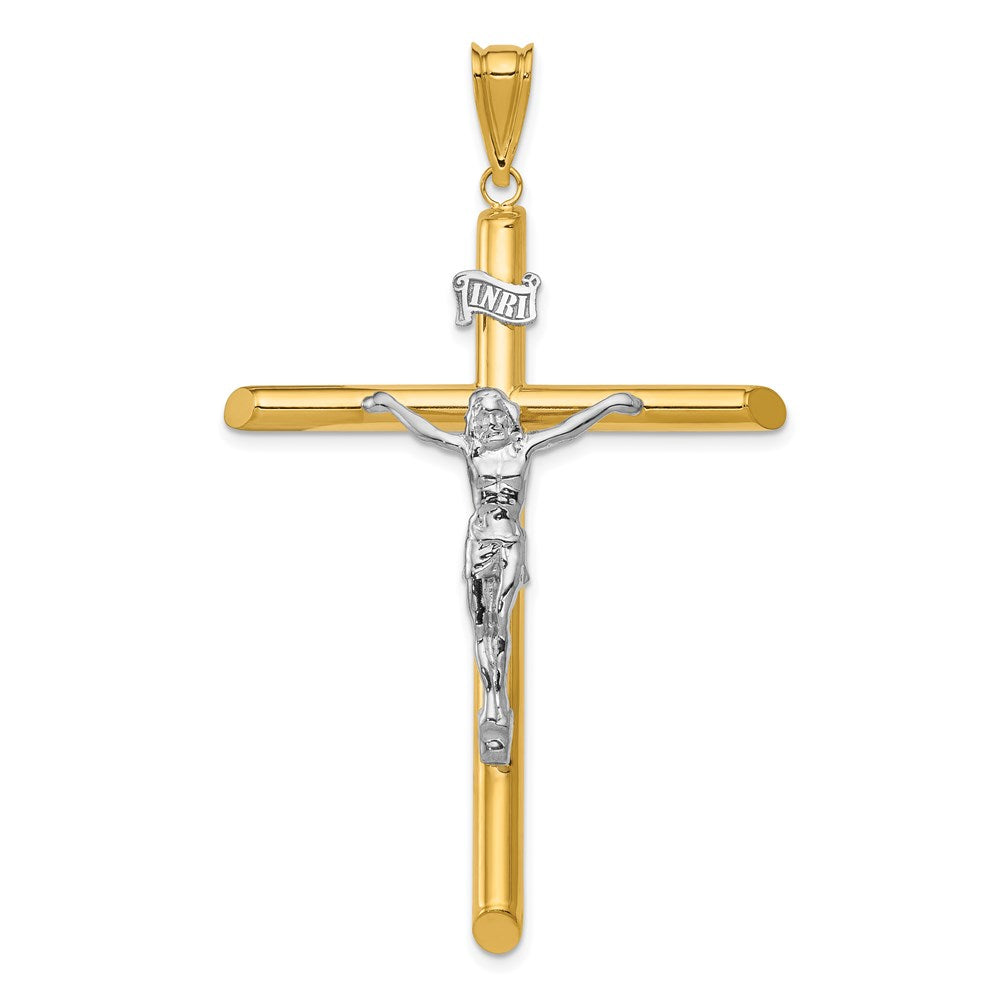 14k Two-tone 39 mm Two-Tone Polished Crucifix Pendant (3.14 grams)